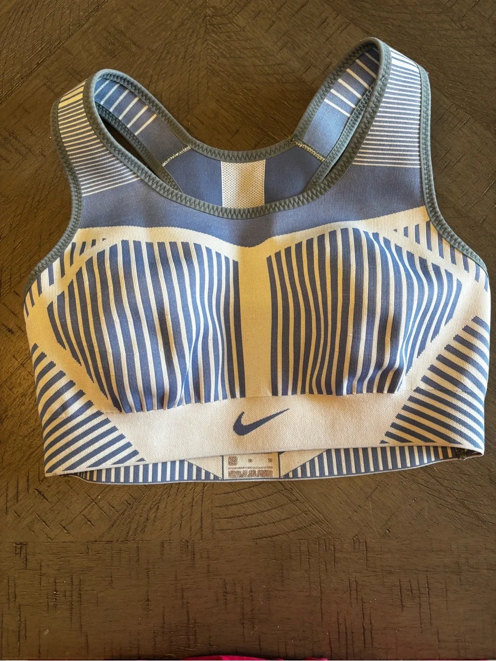 Nike yellow/cream and grey Striped Racerback high impact Sports Bra